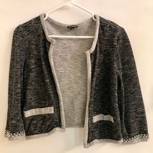 3/4 sleeve cropped cardigan with beading